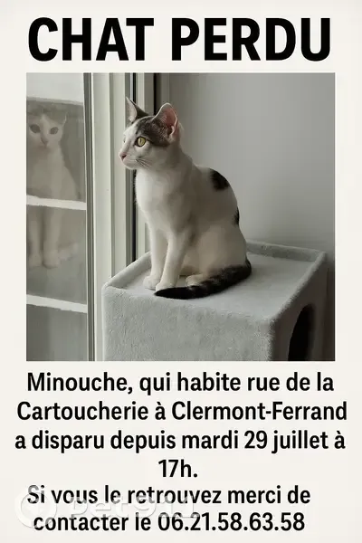 Chat noir et blanc perdu à Clermont-Ferrand - photo