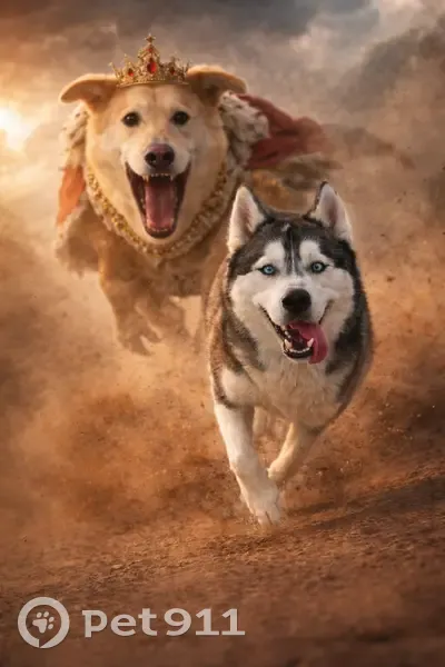 Lost dog, Mojave, California - male husky with blue eyes - photo