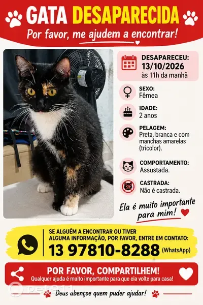 Gato perdido, Caminho São Sebastião, 315 — fêmea assustada após mudança - photo