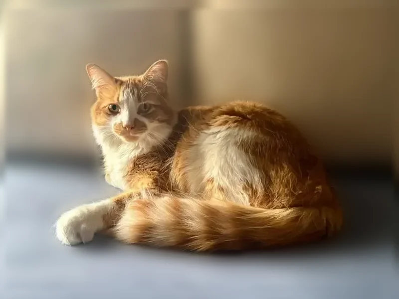 Lost cat, Yorkdale Crescent, 15, Hamilton — orange and white male cat with a big fluffy tail - photo